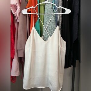 Cross back silk tank top